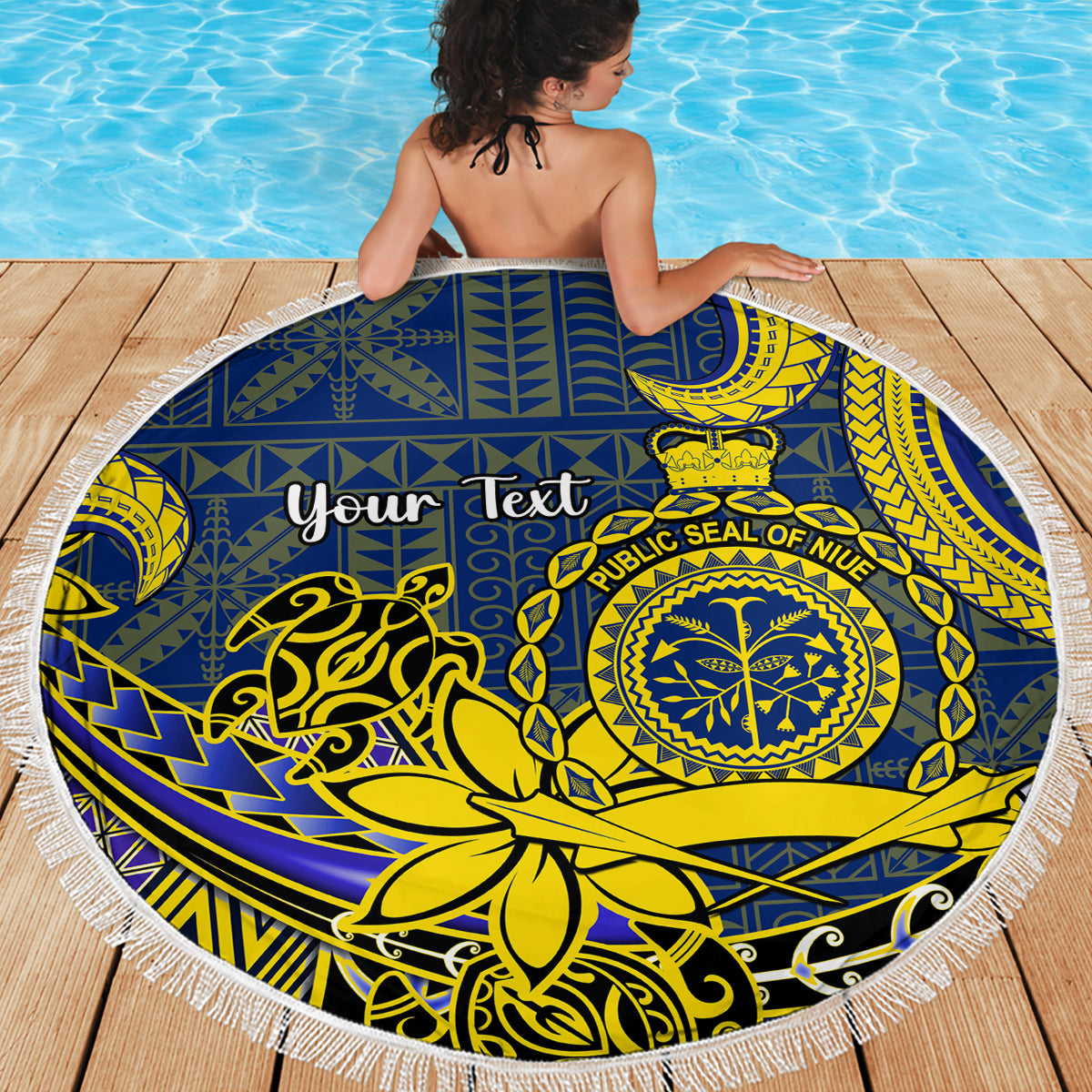 Personalised Niue Peniamina Gospel Day Beach Blanket Unique Niean Hiapo LT14 - Wonder Print Shop