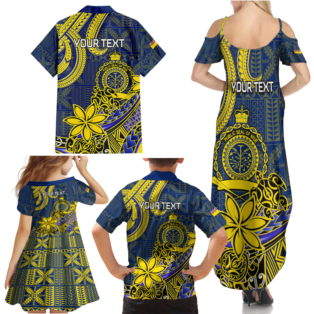 Personalised Niue Peniamina Gospel Day Family Matching Summer Maxi Dress and Hawaiian Shirt Unique Niean Hiapo LT14 - Polynesian Pride