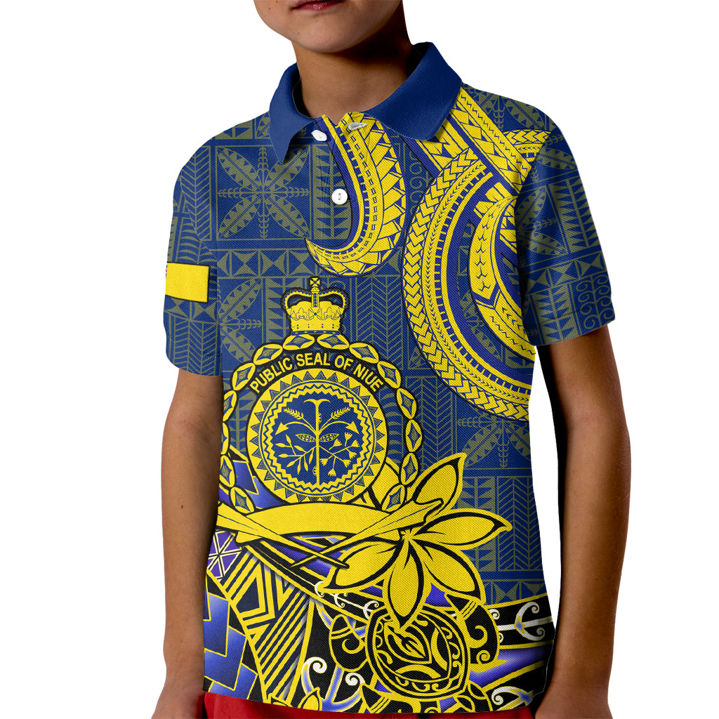 Personalised Niue Peniamina Gospel Day Kid Polo Shirt Unique Niean Hiapo LT14 Kid Blue - Polynesian Pride