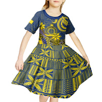 Personalised Niue Peniamina Gospel Day Kid Short Sleeve Dress Unique Niean Hiapo LT14 - Polynesian Pride