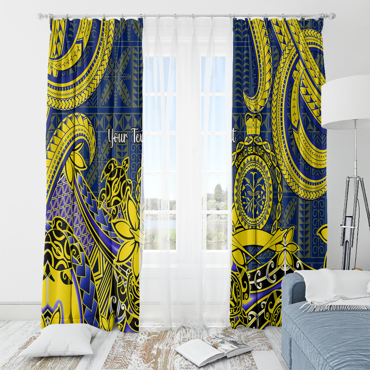 Personalised Niue Peniamina Gospel Day Window Curtain Unique Niean Hiapo LT14 - Polynesian Pride