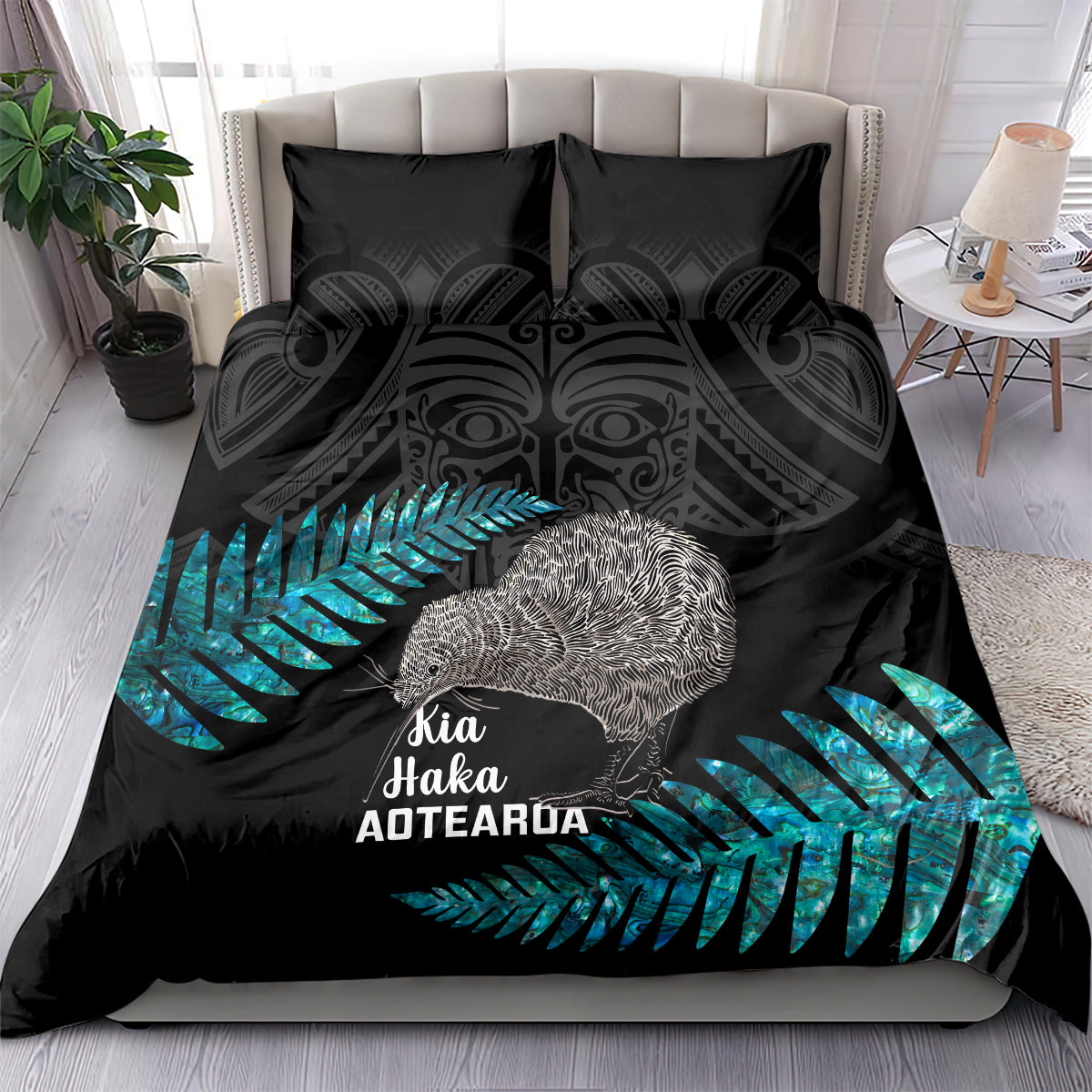 New Zealand Silver Fern Rugby Bedding Set Pacific 2023 Kia Haka Kiwis With Maori Ta Moko LT14 - Polynesian Pride