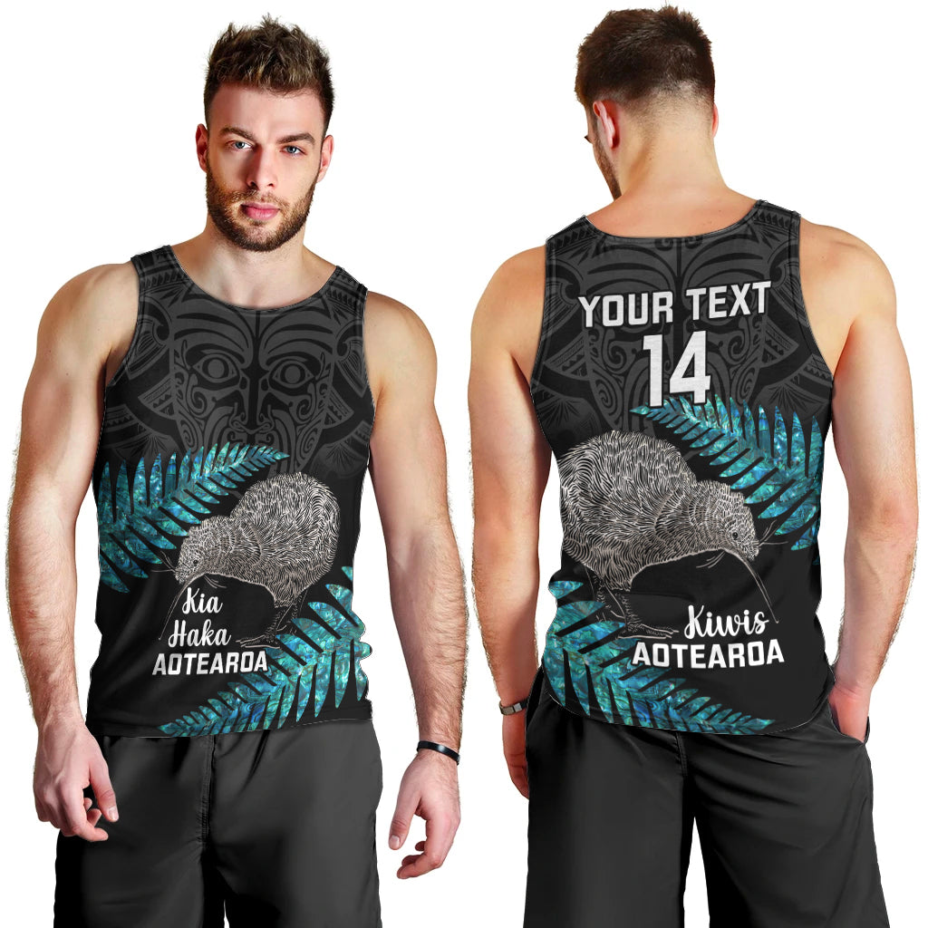 Custom New Zealand Silver Fern Rugby Men Tank Top Pacific 2023 Kia Haka Kiwis With Maori Ta Moko LT14 - Polynesian Pride