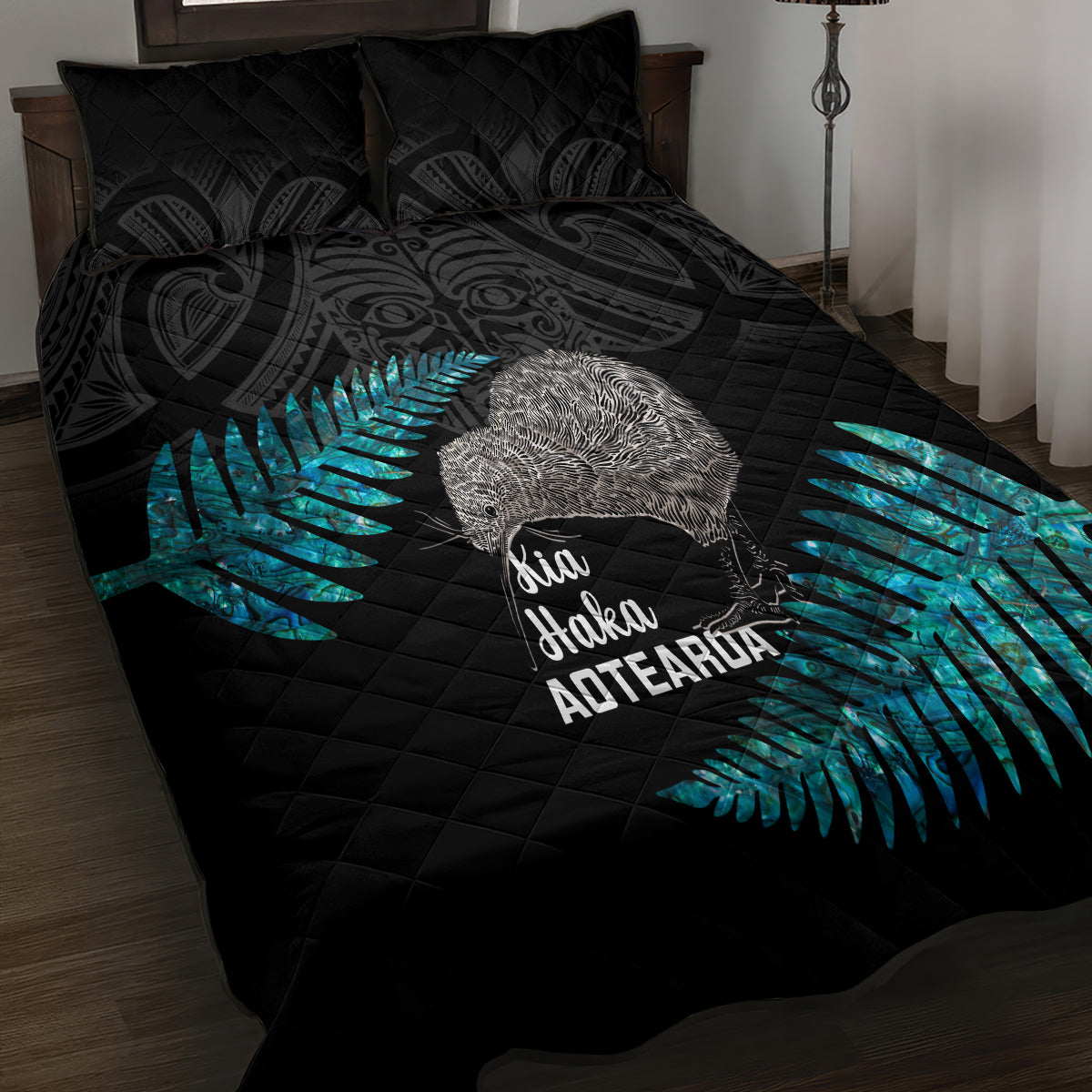 New Zealand Silver Fern Rugby Quilt Bed Set Pacific 2023 Kia Haka Kiwis With Maori Ta Moko LT14 - Polynesian Pride