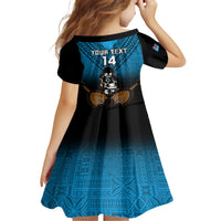 Custom Fiji Tapa Rugby Family Matching Short Sleeve Bodycon Dress and Hawaiian Shirt Pacific 2023 Go Fijian Bati LT14 - Polynesian Pride