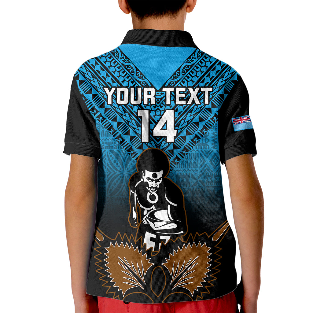 Custom Fiji Tapa Rugby Kid Polo Shirt Pacific 2023 Go Fijian Bati LT14 - Polynesian Pride