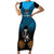Custom Fiji Tapa Rugby Short Sleeve Bodycon Dress Pacific 2023 Go Fijian Bati LT14 Long Dress Blue - Polynesian Pride