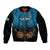 Custom Fiji Tapa Rugby Sleeve Zip Bomber Jacket Pacific 2023 Go Fijian Bati LT14 Unisex Blue - Polynesian Pride