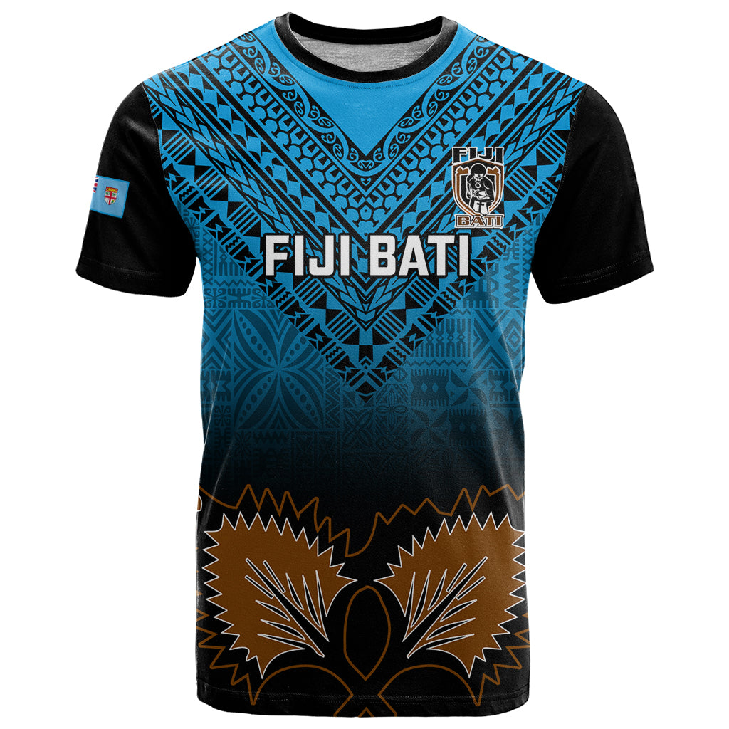 Custom Fiji Tapa Rugby T Shirt Pacific 2023 Go Fijian Bati LT14 Blue - Polynesian Pride