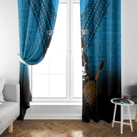 Fiji Tapa Rugby Window Curtain Pacific 2023 Go Fijian Bati LT14 - Polynesian Pride