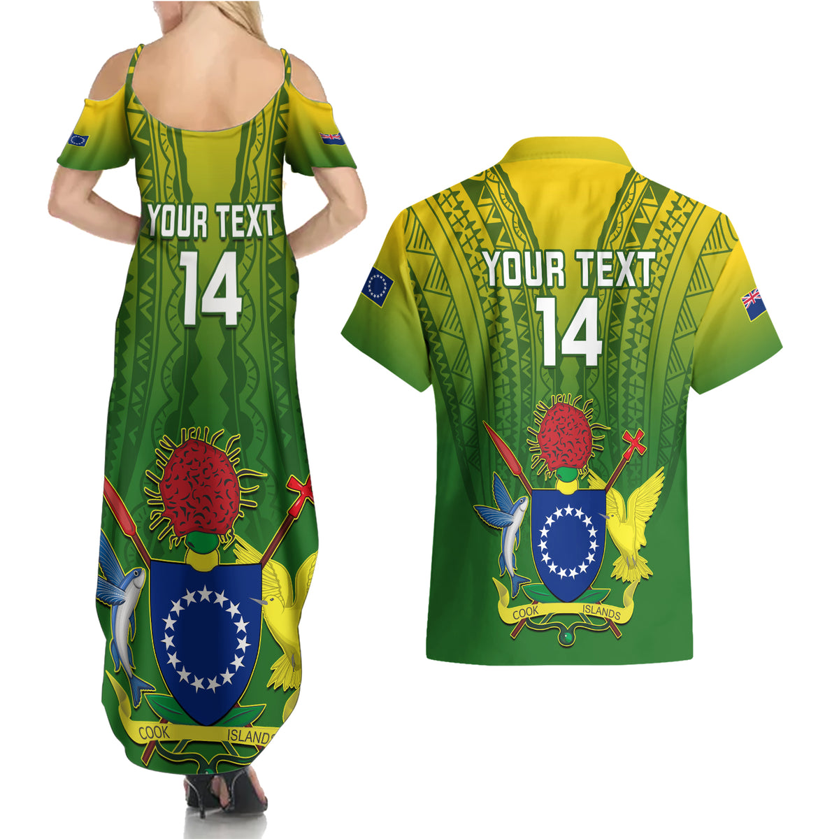 Custom Cook Islands Rugby Couples Matching Summer Maxi Dress and Hawaiian Shirt Pacific 2023 Go The Kukis LT14 - Polynesian Pride