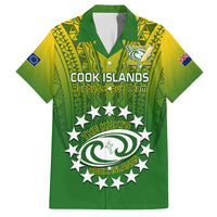 Custom Cook Islands Rugby Family Matching Off Shoulder Short Dress and Hawaiian Shirt Pacific 2023 Go The Kukis LT14 Dad's Shirt - Short Sleeve Green - Polynesian Pride