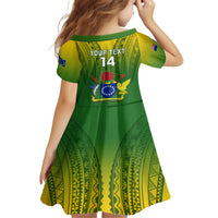 Custom Cook Islands Rugby Kid Short Sleeve Dress Pacific 2023 Go The Kukis LT14 - Polynesian Pride