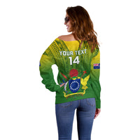 Custom Cook Islands Rugby Off Shoulder Sweater Pacific 2023 Go The Kukis LT14 - Polynesian Pride