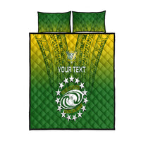 Custom Cook Islands Rugby Quilt Bed Set Pacific 2023 Go The Kukis LT14 Green - Polynesian Pride