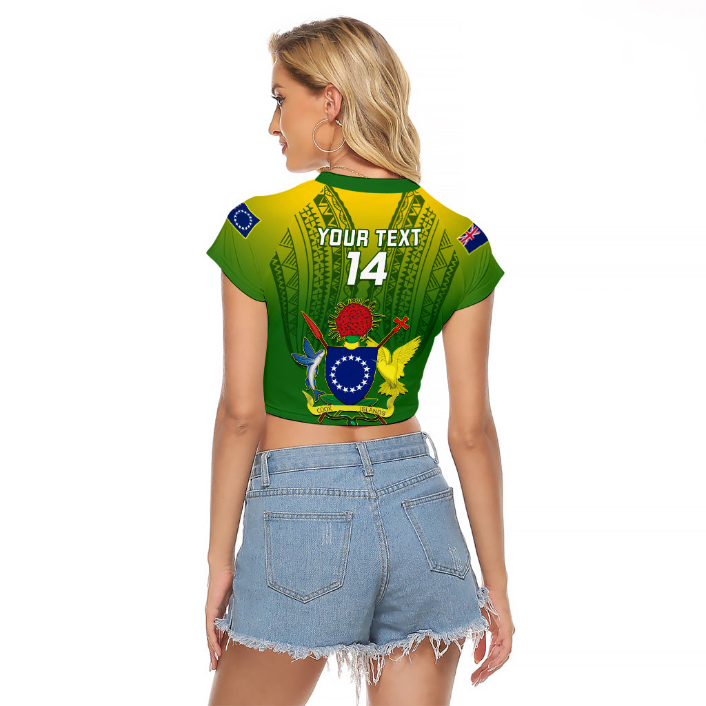 Custom Cook Islands Rugby Raglan Cropped T Shirt Pacific 2023 Go The Kukis LT14 - Polynesian Pride