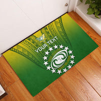 Custom Cook Islands Rugby Rubber Doormat Pacific 2023 Go The Kukis LT14 Green - Polynesian Pride