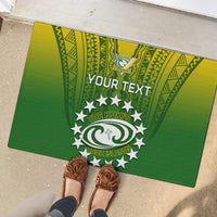 Custom Cook Islands Rugby Rubber Doormat Pacific 2023 Go The Kukis LT14 - Polynesian Pride