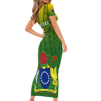 Custom Cook Islands Rugby Short Sleeve Bodycon Dress Pacific 2023 Go The Kukis LT14 - Polynesian Pride
