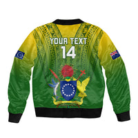 Custom Cook Islands Rugby Sleeve Zip Bomber Jacket Pacific 2023 Go The Kukis LT14 - Polynesian Pride