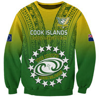Custom Cook Islands Rugby Sweatshirt Pacific 2023 Go The Kukis LT14 Unisex Green - Polynesian Pride