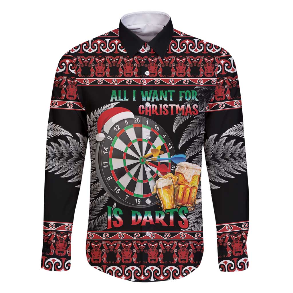 All I Want For Christmas Is Darts New Zealand Family Matching Long Sleeve Bodycon Dress and Hawaiian Shirt