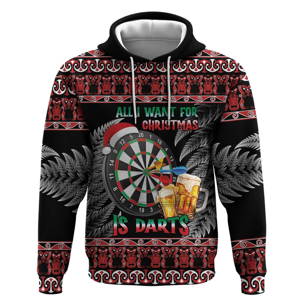 All I Want For Christmas Is Darts New Zealand Hoodie LT14 Pullover Hoodie Black - Polynesian Pride
