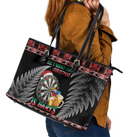All I Want For Christmas Is Darts New Zealand Leather Tote Bag LT14 - Polynesian Pride