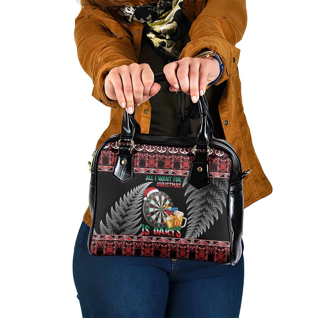All I Want For Christmas Is Darts New Zealand Shoulder Handbag LT14 One Size Black - Polynesian Pride