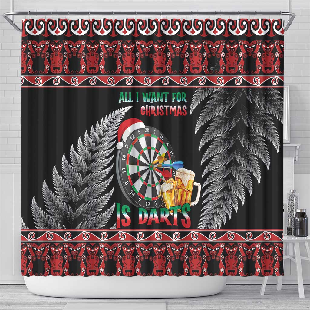 All I Want For Christmas Is Darts New Zealand Shower Curtain LT14 - Polynesian Pride