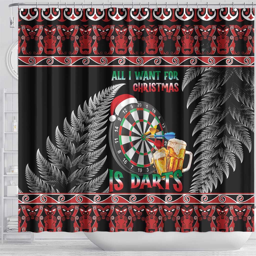 All I Want For Christmas Is Darts New Zealand Shower Curtain LT14 - Polynesian Pride