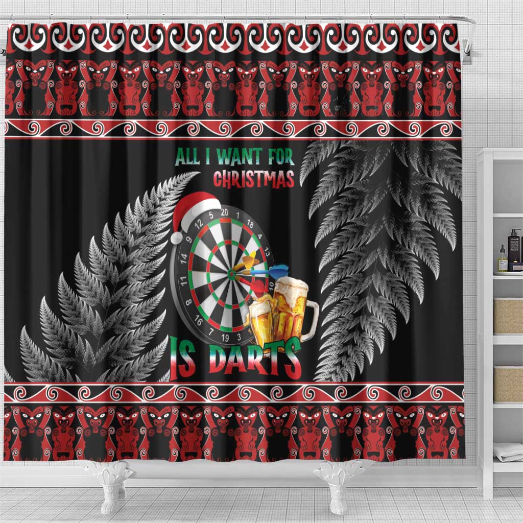 All I Want For Christmas Is Darts New Zealand Shower Curtain LT14 - Polynesian Pride