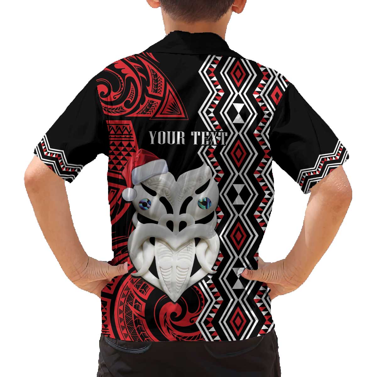 Personalised New Zealand Christmas Family Matching Off The Shoulder Long Sleeve Dress and Hawaiian Shirt Meri Kirihimete Maori Wheku - Taniko Art LT14 - Polynesian Pride