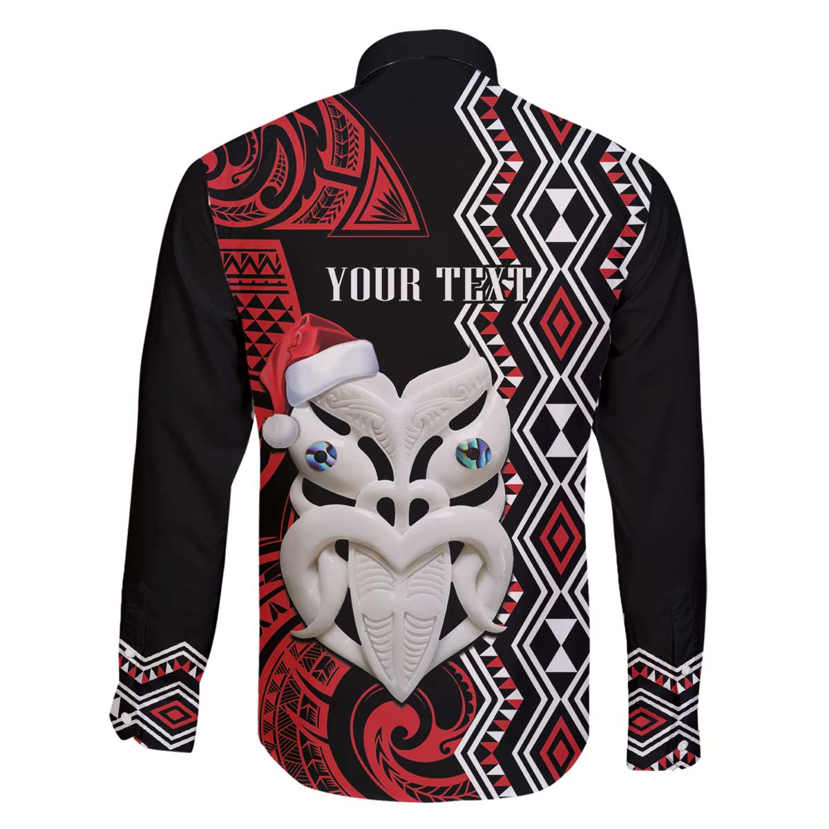Personalised New Zealand Christmas Family Matching Off The Shoulder Long Sleeve Dress and Hawaiian Shirt Meri Kirihimete Maori Wheku - Taniko Art LT14 - Polynesian Pride