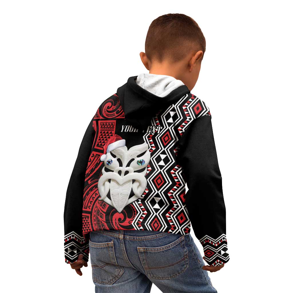 Personalised New Zealand Christmas Kid Hoodie Meri Kirihimete Maori Wheku - Taniko Art