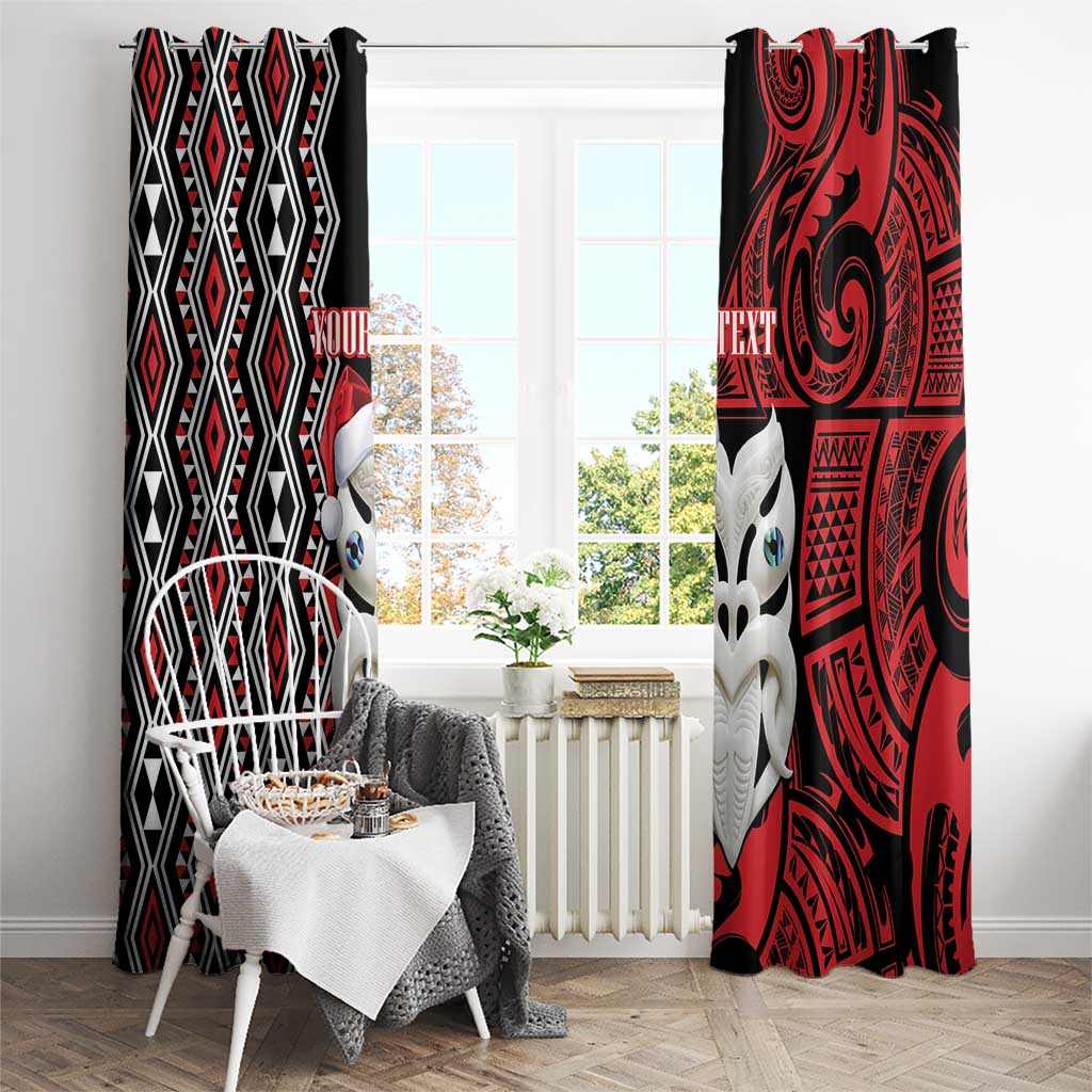 Personalised New Zealand Christmas Window Curtain Meri Kirihimete Maori Wheku - Taniko Art