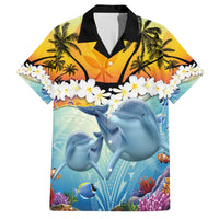 Aloha Hawaii Dolphins Family Matching Long Sleeve Bodycon Dress and Hawaiian Shirt Heart Of The Ocean Tropical Summer Vibes LT14 Dad's Shirt - Short Sleeve Blue - Polynesian Pride