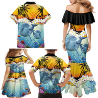 Aloha Hawaii Dolphins Family Matching Mermaid Dress and Hawaiian Shirt Heart Of The Ocean Tropical Summer Vibes LT14 - Polynesian Pride