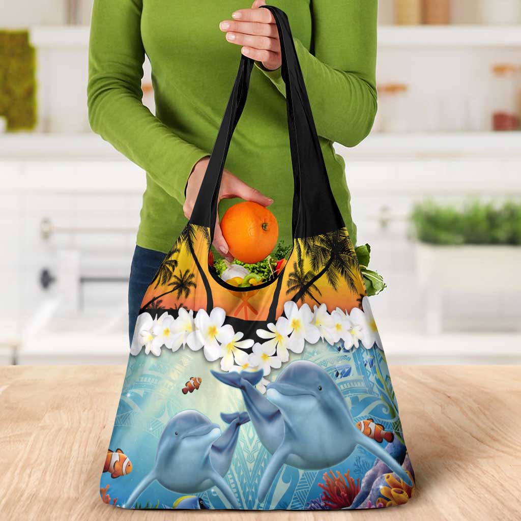 Aloha Hawaii Dolphins Grocery Bag Heart Of The Ocean Tropical Summer Vibes