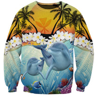 Aloha Hawaii Dolphins Sweatshirt Heart Of The Ocean Tropical Summer Vibes LT14 Unisex Blue - Polynesian Pride