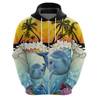 Aloha Hawaii Dolphins Zip Hoodie Heart Of The Ocean Tropical Summer Vibes LT14 - Polynesian Pride