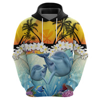 Aloha Hawaii Dolphins Zip Hoodie Heart Of The Ocean Tropical Summer Vibes LT14 - Polynesian Pride