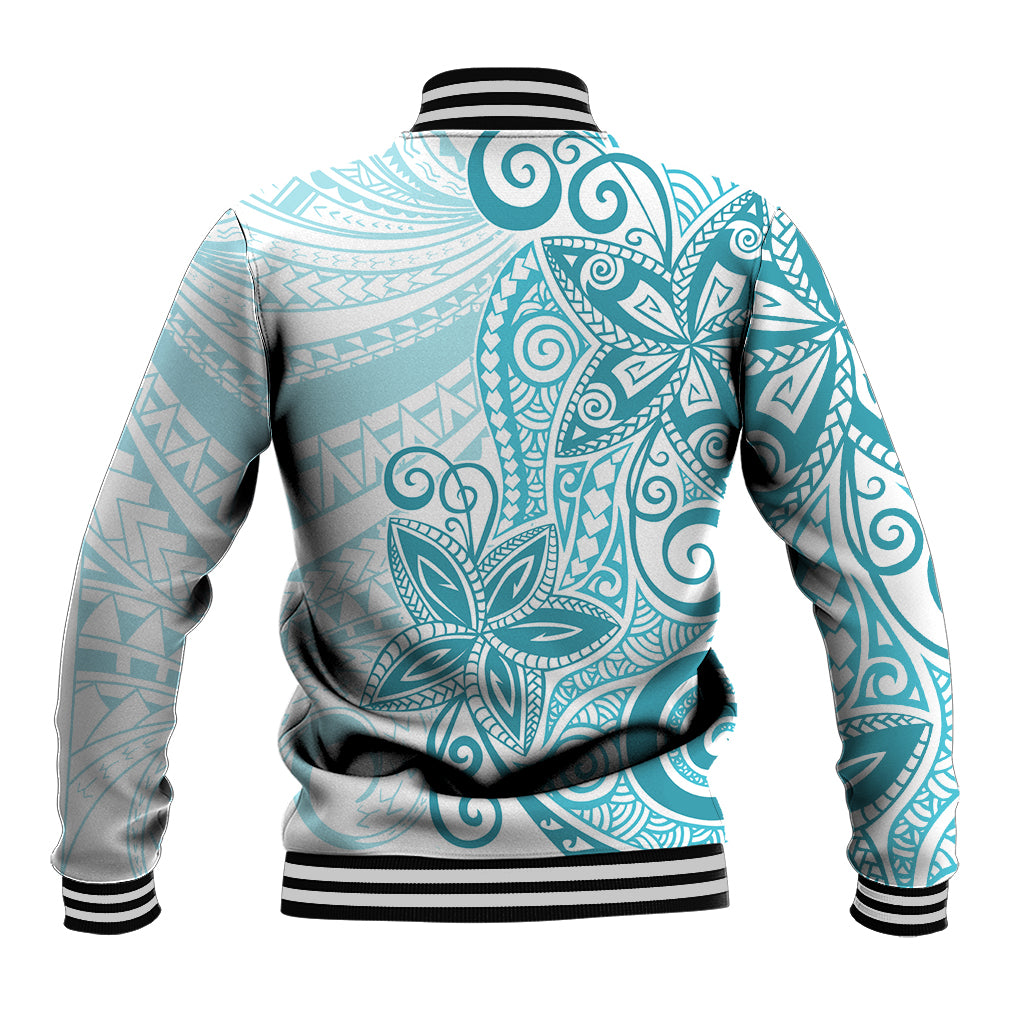 Polynesia Dolphins Baseball Jacket Valentine Day Floral Polynesian - Vintage Dark Cyan LT14 - Polynesian Pride