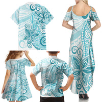 Polynesia Dolphins Family Matching Summer Maxi Dress and Hawaiian Shirt Valentine Day Floral Polynesian - Vintage Dark Cyan LT14 - Polynesian Pride