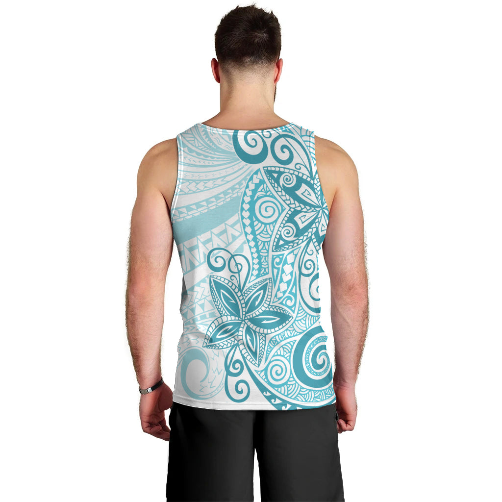 Polynesia Dolphins Men Tank Top Valentine Day Floral Polynesian - Vintage Dark Cyan LT14 - Polynesian Pride
