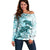 Polynesia Dolphins Off Shoulder Sweater Valentine Day Floral Polynesian - Vintage Dark Cyan LT14 Women Dark Cyan - Polynesian Pride