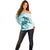Polynesia Dolphins Off Shoulder Sweater Valentine Day Floral Polynesian - Vintage Dark Cyan LT14 - Polynesian Pride