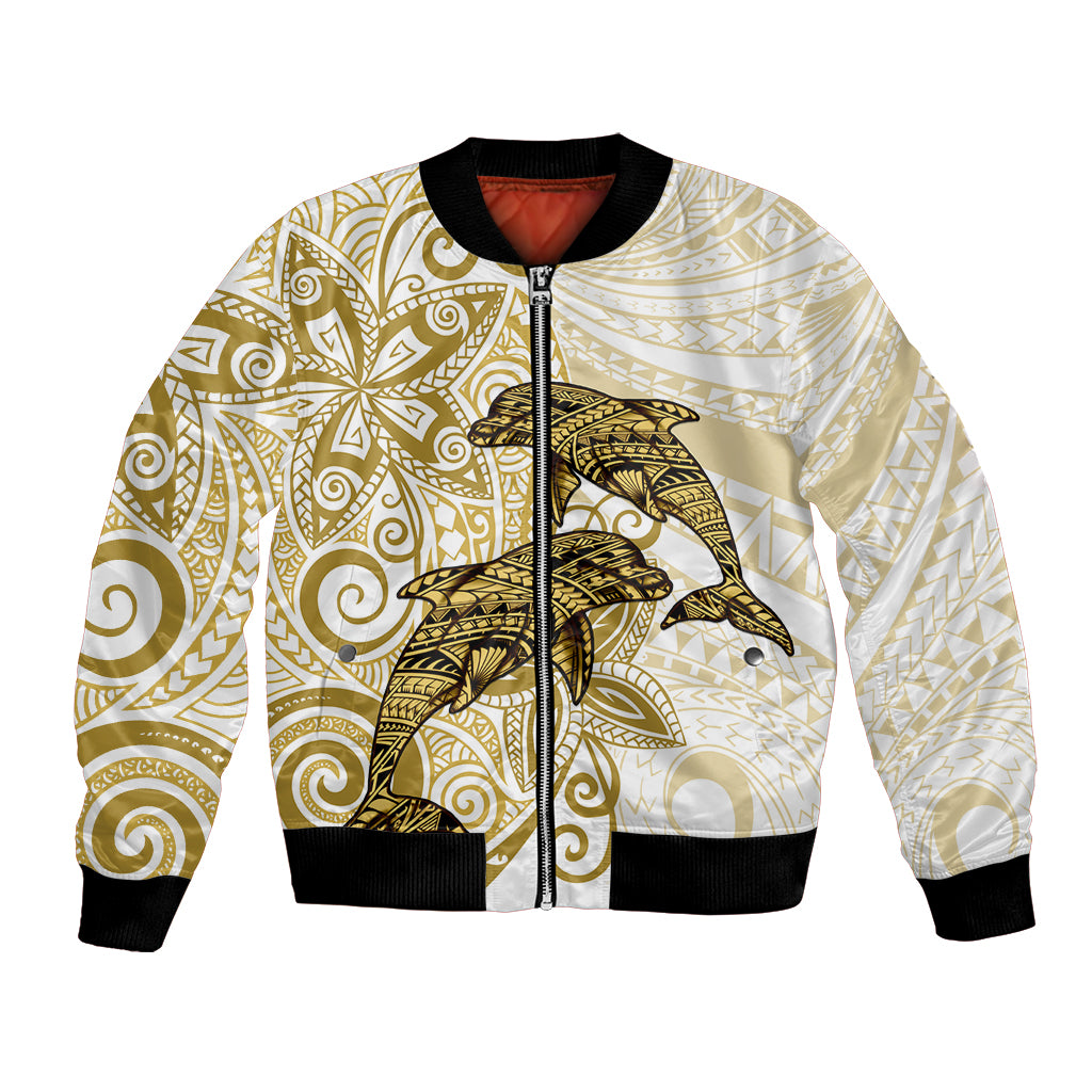 Polynesia Dolphins Bomber Jacket Valentine Day Floral Polynesian - Vintage Brown LT14 Unisex Brown - Polynesian Pride
