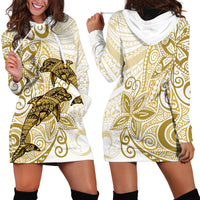 Polynesia Dolphins Hoodie Dress Valentine Day Floral Polynesian - Vintage Brown LT14 - Polynesian Pride