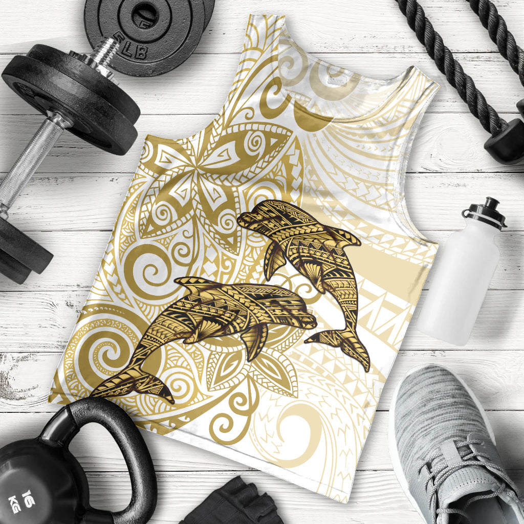 Polynesia Dolphins Men Tank Top Valentine Day Floral Polynesian - Vintage Brown LT14 - Polynesian Pride